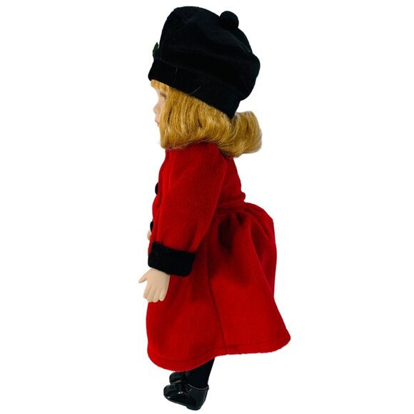 Vintage Christmas Porcelain Doll Red Coat Holiday Mantel Decor - Picture 4 of 9